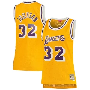 Magnifico Pratico Magic Johnson Los Angeles Lakers Women's 1984/85 Hardwood Classics Swingman Jersey Gold  per i Fan Veri