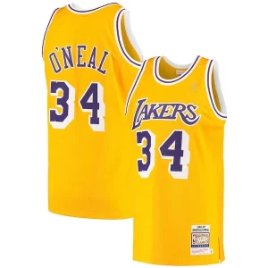 Prestigioso Fascinante Stupendo Shaquille O'Neal Los Angeles Lakers 1996/97 Hardwood Classics Authentic Jersey Gold  per i Fan Veri