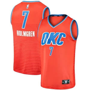 Delizioso Resistente Gorgeous Chet Holmgren Oklahoma City Thunder Fast Break Replica Player Jersey Statement Edition Orange  per i Fan Veri