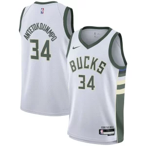 Eccezionale Giannis Antetokounmpo Milwaukee Bucks Nike Youth Swingman Jersey Association Edition White  per i Fan Veri
