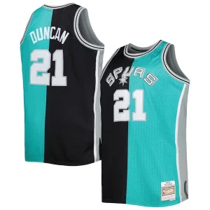 Gorgeous Accattivante Elegante Tim Duncan San Antonio Spurs Big & Tall Hardwood Classics 1998/99 Split Swingman Jersey Black/Teal  per i Fan Veri