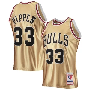 Ottimo Scottie Pippen Chicago Bulls 75th Anniversary 1997/98 Hardwood Classics Swingman Jersey Gold  per i Fan Veri