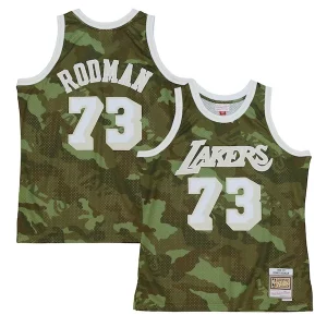 Elegante Carino Eccezionale Dennis Rodman Los Angeles Lakers Hardwood Classics 1998/99 Ghost Green Swingman Jersey Camo  per i Fan Veri