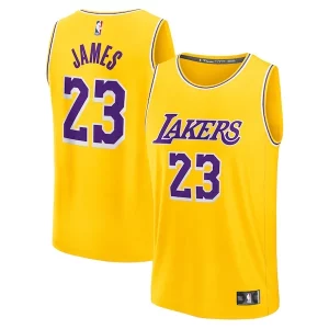 Pratico LeBron James Los Angeles Lakers Youth Fast Break Replica Player Jersey Icon Edition Gold  per i Fan Veri