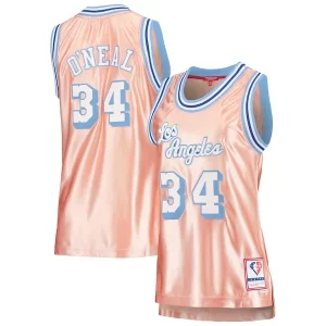 Accattivante Shaquille O'Neal Los Angeles Lakers Women's 75th Anniversary Rose Gold 1996 Swingman Jersey Pink  per i Fan Veri