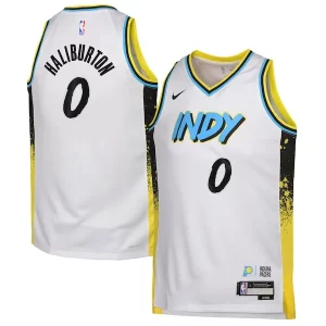 Incantevole Tyrese Haliburton Indiana Pacers Nike Youth 2024/25 Swingman Player Jersey City Edition White  per i Fan Veri