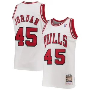 Gorgeous Men's Chicago Bulls Michael Jordan White 1994 95 Hardwood Classics Authentic Player Jersey  per i Fan Veri