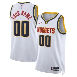 Stupendo Accattivante Denver Nuggets Nike Unisex Swingman Custom Jersey White Association Edition  per i Fan Veri