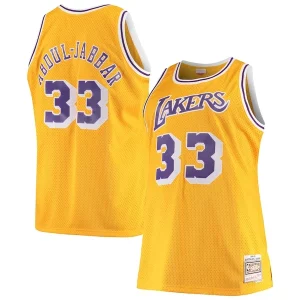 Gorgeous Lussuoso Accattivante Kareem Abdul Jabbar Los Angeles Lakers 1984/85 Big & Tall Hardwood Classics Swingman Jersey Gold  per i Fan Veri