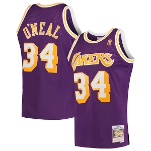 Splendido Carino Incantevole Shaquille O'Neal Los Angeles Lakers Hardwood Classics Swingman Jersey Purple/Royal/Gold  per i Fan Veri