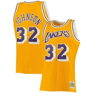 Eccezionale Magic Johnson Los Angeles Lakers 1984/85 Big & Tall Hardwood Classics Swingman Jersey Gold  per i Fan Veri