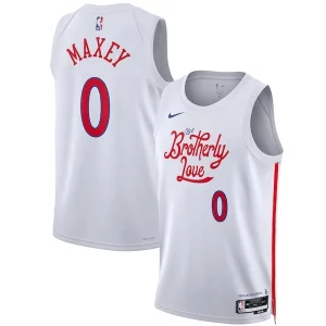 Stupendo Splendido Tyrese Maxey Philadelphia 76ers Nike Unisex 2022/23 Swingman Jersey City Edition White  per i Fan Veri