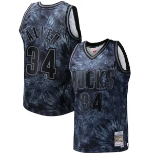 Elegante Sofisticato Gorgeous Ray Allen Milwaukee Bucks Hardwood Classics 1996/97 Tie Dye Swingman Jersey Black  per i Fan Veri