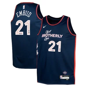 Meraviglioso Eccezionale Joel Embiid Philadelphia 76ers Nike Youth Swingman Replica Jersey City Edition Navy  per i Fan Veri