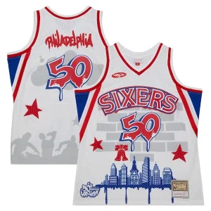 Classico Stupendo Raffinato Philadelphia 76ers x Tats Cru Hardwood Classics Fashion Jersey White  per i Fan Veri