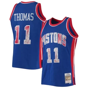 Cool Stupendo Isiah Thomas Detroit Pistons 1988/89 Hardwood Classics NBA 75th Anniversary Diamond Swingman Jersey Blue  per i Fan Veri