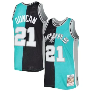 Lussuoso Carino Magnifico Tim Duncan San Antonio Spurs Hardwood Classics 1998/99 Split Swingman Jersey Black/Teal  per i Fan Veri