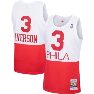 Duraturo Gorgeous Allen Iverson Philadelphia 76ers 2003/04 Hardwood Classics Authentic Jersey White/Black/Red  per i Fan Veri