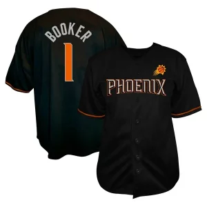 Incantevole Devin Booker Phoenix Suns Profile Big & Tall Name & Number Button Up Jersey Black  per i Fan Veri