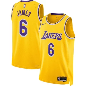 Trendy Moderno Accattivante LeBron James Los Angeles Lakers Nike Unisex Swingman Jersey Icon Edition Gold  per i Fan Veri