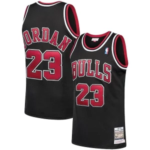 Elegante Lussuoso Michael Jordan Chicago Bulls 1997/98 Hardwood Classics Authentic Jersey Black/Scarlet/White  per i Fan Veri