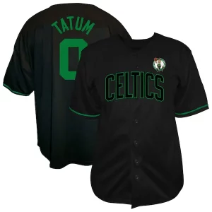 Sofisticato Lussuoso Ottimo Jayson Tatum Boston Celtics Profile Big & Tall Name & Number Button Up Jersey Black  per i Fan Veri