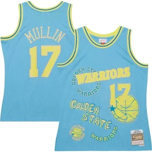 Sofisticato Chris Mullin Golden State Warriors 1993/94 Swingman Sidewalk Sketch Jersey Light Blue  per i Fan Veri