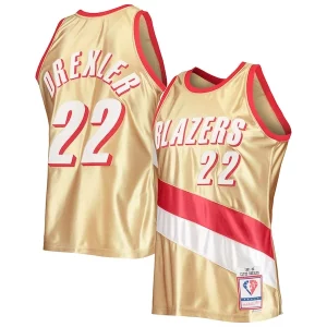 Stupendo Clyde Drexler Portland Trail Blazers 75th Anniversary 1991/92 Hardwood Classics Swingman Jersey Gold  per i Fan Veri