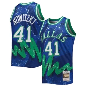 Eccezionale Duraturo Dirk Nowitzki Dallas Mavericks Hardwood Classics 1998/99 Hyper Hoops Swingman Jersey Blue  per i Fan Veri