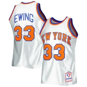 Sofisticato Carino Patrick Ewing New York Knicks 1985/86 Hardwood Classics 75th Anniversary Swingman Jersey Platinum  per i Fan Veri