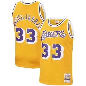Splendido Magnifico Kareem Abdul Jabbar Los Angeles Lakers Hardwood Classics Swingman Jersey Gold/Purple  per i Fan Veri