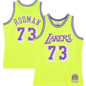 Attraente Cool Raffinato Dennis Rodman Los Angeles Lakers Hardwood Classics 1998/99 Tropical Swingman Jersey Neon Yellow  per i Fan Veri