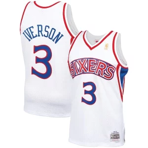 Cool Allen Iverson Philadelphia 76ers 1996/97 Hardwood Classics Swingman Jersey White/Red/Royal/Black  per i Fan Veri
