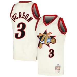 Magnifico Bellissimo Ottimo Allen Iverson Philadelphia 76ers Chainstitch Swingman Jersey Cream  per i Fan Veri