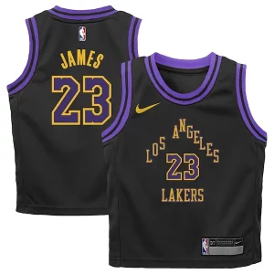 Stupendo LeBron James Los Angeles Lakers Nike Preschool 2023/24 Swingman Replica Jersey City Edition Black  per i Fan Veri