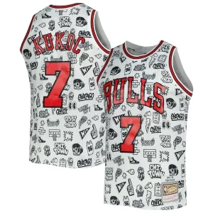 Stupendo Incantevole Toni Kukoc Chicago Bulls 1997/98 Hardwood Classics Doodle Swingman Jersey White  per i Fan Veri