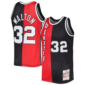 Comodo Bill Walton Portland Trail Blazers Hardwood Classics 1976/77 Split Swingman Jersey Red/Black  per i Fan Veri