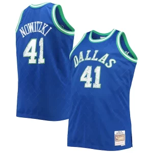 Resistente Gorgeous Dirk Nowitzki Dallas Mavericks Big & Tall 1998/99 NBA 75th Anniversary Diamond Swingman Jersey Blue  per i Fan Veri