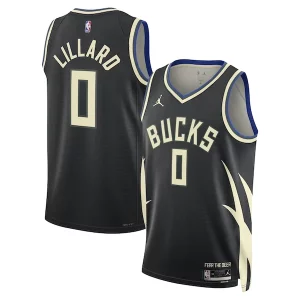 Gorgeous Meraviglioso Attraente Damian Lillard Milwaukee Bucks Jordan Brand Unisex Swingman Player Jersey Statement Edition Black  per i Fan Veri