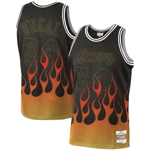 Robusto Gorgeous Delizioso Shaquille O'Neal Los Angeles Lakers 1996 97 Hardwood Classics Flames Swingman Jersey Black  per i Fan Veri