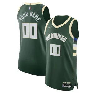Delizioso Milwaukee Bucks Nike 2021/22 Diamond Authentic Custom Jersey Icon Edition Hunter Green  per i Fan Veri