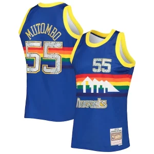 Robusto Versatile Resistente Dikembe Mutombo Denver Nuggets 1996/97 Hardwood Classics NBA 75th Anniversary Diamond Swingman Jersey Royal  per i Fan Veri