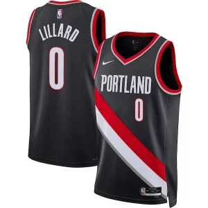 Incantevole Trendy Accattivante Damian Lillard Portland Trail Blazers Nike Unisex Swingman Jersey Icon Edition Black/White  per i Fan Veri