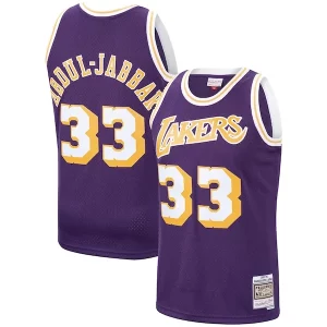 Cool Kareem Abdul Jabbar Los Angeles Lakers Hardwood Classics Swingman Jersey Purple/Gold  per i Fan Veri