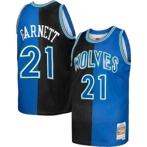 Carino Elegante Stupendo Kevin Garnett Minnesota Timberwolves Hardwood Classics 1995/96 Split Swingman Jersey Black/Blue  per i Fan Veri