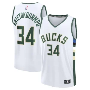 Ottimo Comodo Fascinante Giannis Antetokounmpo Milwaukee Bucks Fast Break Replica Player Jersey Association Edition White  per i Fan Veri