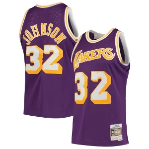 Bellissimo Magic Johnson Los Angeles Lakers 1984/85 Hardwood Classics Swingman Jersey Purple/Gold  per i Fan Veri
