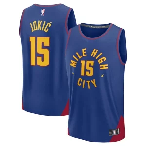 Bellissimo Magnifico Comodo Nikola Jokic Denver Nuggets Fast Break Replica Player Jersey Statement Edition Blue  per i Fan Veri