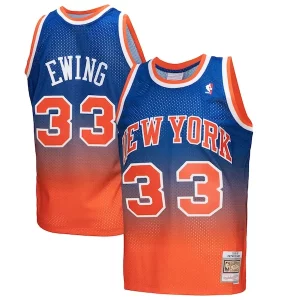 Bellissimo Raffinato Patrick Ewing New York Knicks 1991/92 Hardwood Classics Fadeaway Swingman Player Jersey Orange/Royal  per i Fan Veri