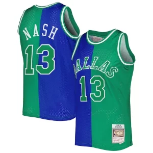 Elegante Steve Nash Dallas Mavericks Hardwood Classics 1998/99 Split Swingman Jersey Blue/Green  per i Fan Veri